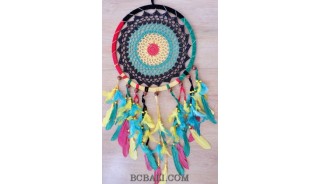 crochet dream catcher colorful rasta bali feathers design